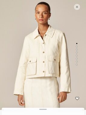 NWT JCrew Cropped Barn Jacket in Ripstop Cotton Ivory Medium PRISTINE HOT DEAL🔥🔥